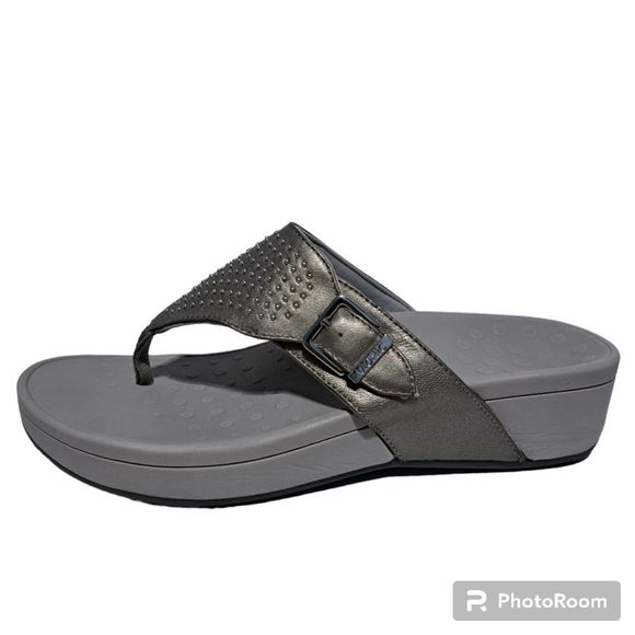 Vionic Capitola With Studs Platform Sandal Flip-flops Size 10 Pewter Gray - Picture 3 of 14